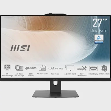 MSI AiO računalo Modern AM272P 1M-1098EU / Intel Core 5-120U, 27", 1920x1080, 8GB, 500GB SSD, Windows 11 Pro, crni